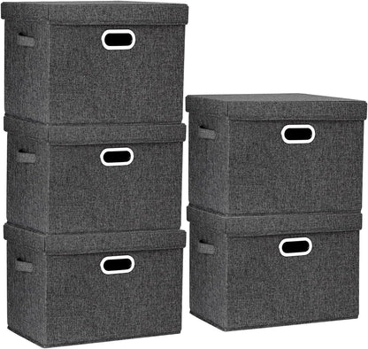 TYEERS Collapsible Storage Bins with Lids, Large Fabric Storage Boxes - 2 Pack - Classic Blue