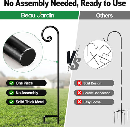 BEAU JARDIN 48-Inch Heavy Duty Shepherd Hooks - 2 Pack, No Assembly Required - Perfect for Hanging Plants, Bird Feeders, Lanterns, and Wedding Decor