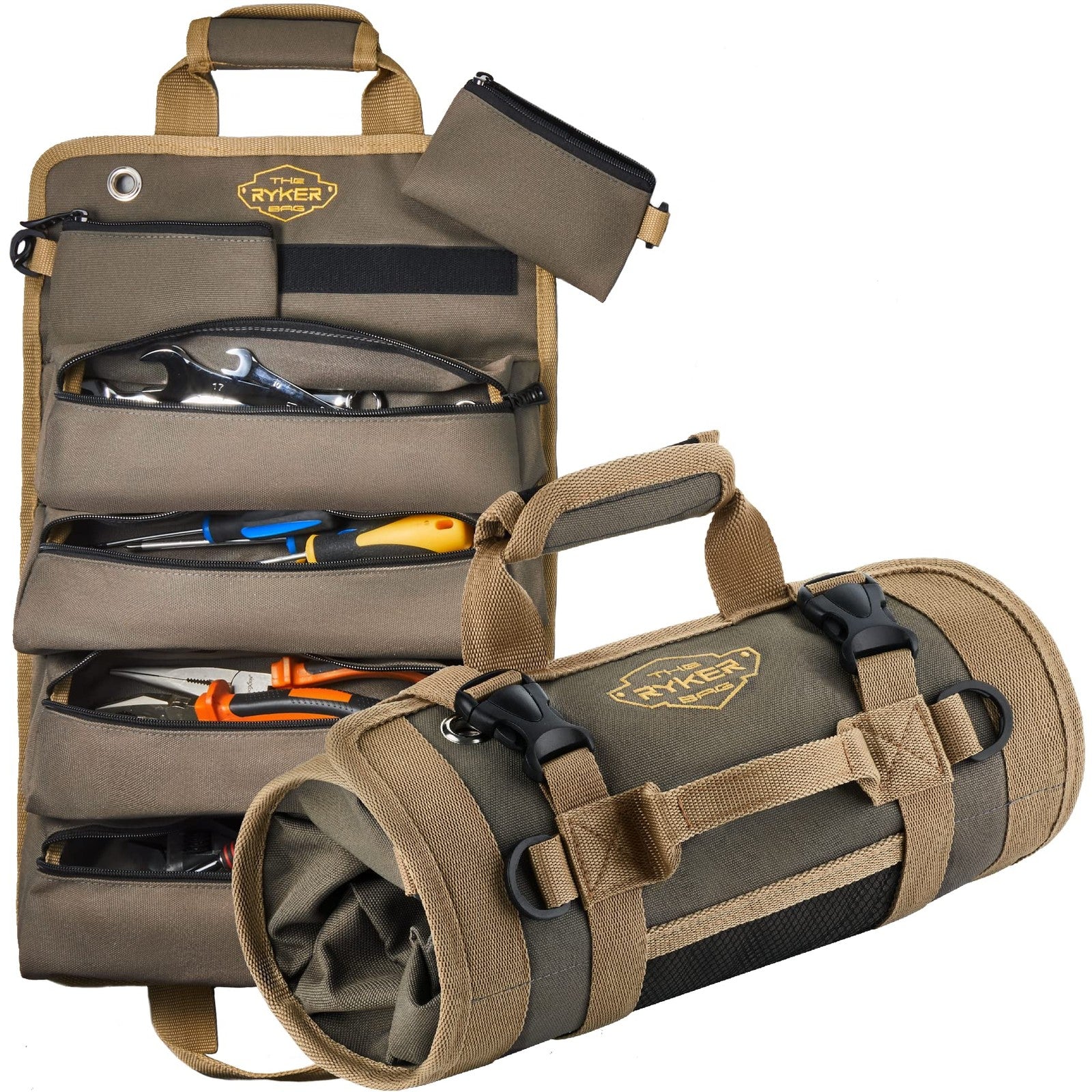 The Ryker Roll up Tool Bag Organizer Gifts for Dad. Heavy Duty Motorcy