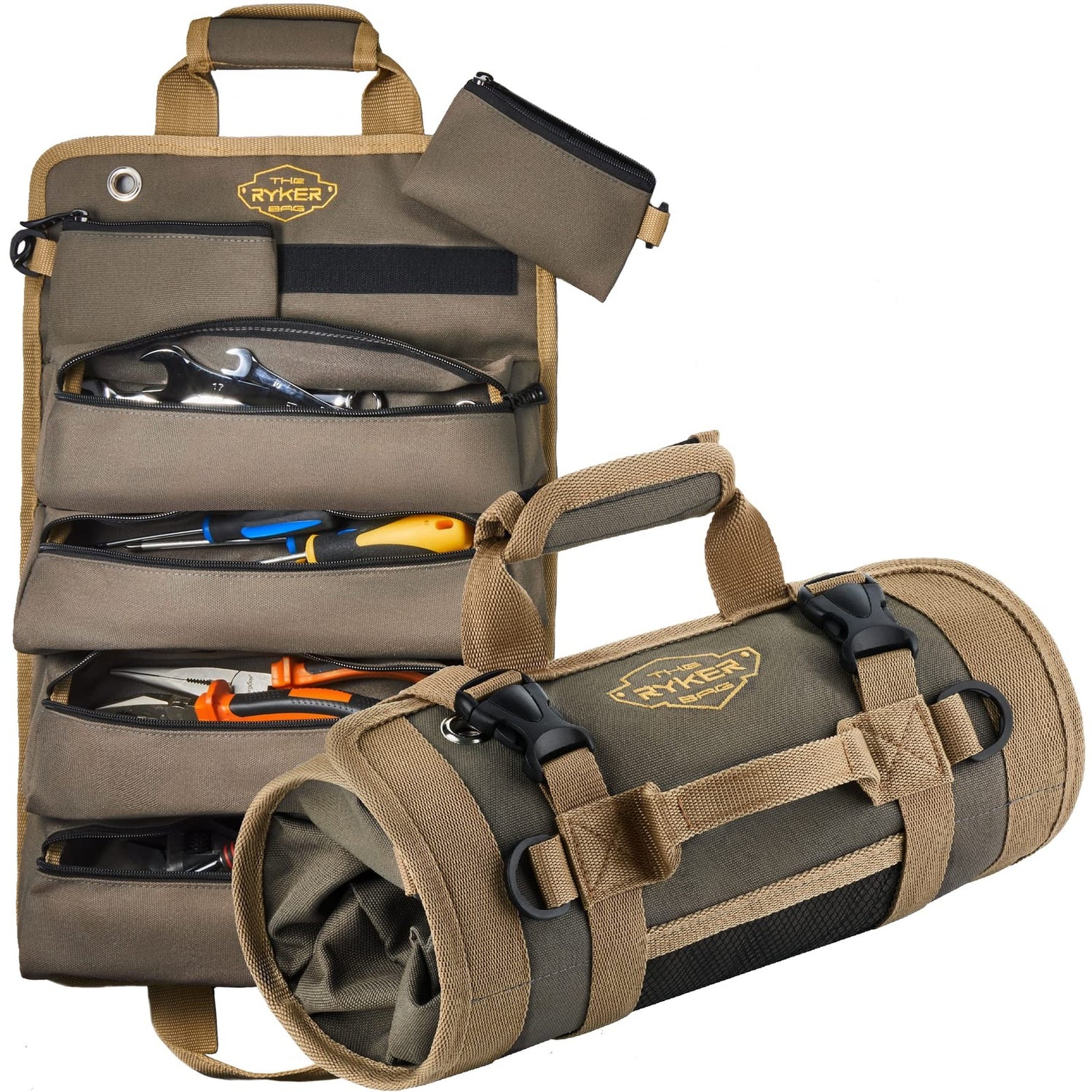 The Ryker Roll up Tool Bag Organizer Gifts for Dad. Heavy Duty Motorcy