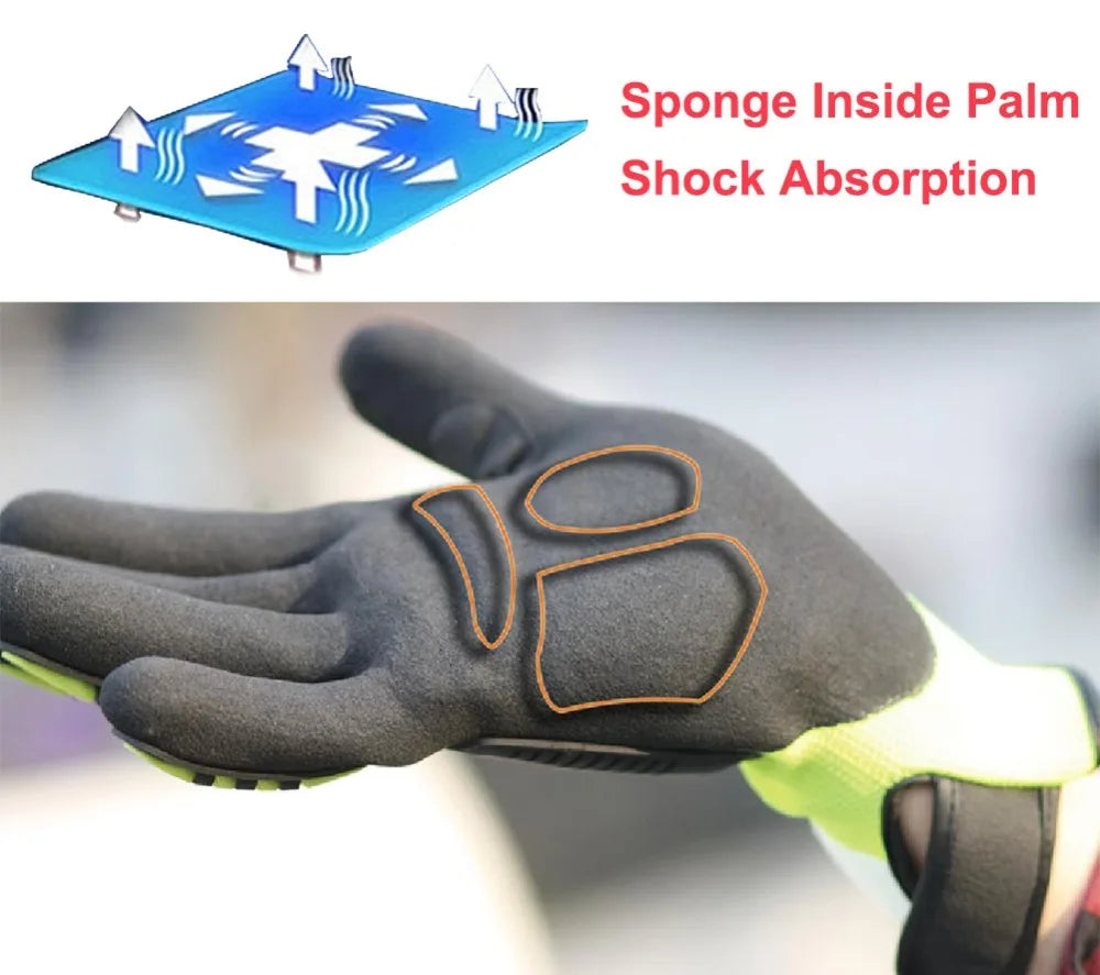 Nmsafety ANSI Cut Level A6 Cut Resistant Safety Garden Work Glove anti Vibration Mechanic Hand Protection Running Gloves
