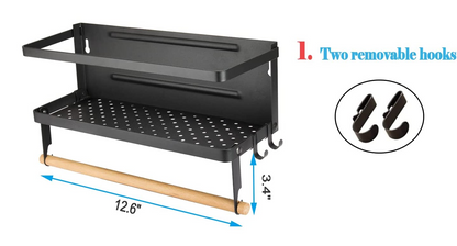 Magnetic 2-in-1 Spice Rack and Paper Towel Holder