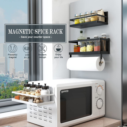Magnetic 2-in-1 Spice Rack and Paper Towel Holder